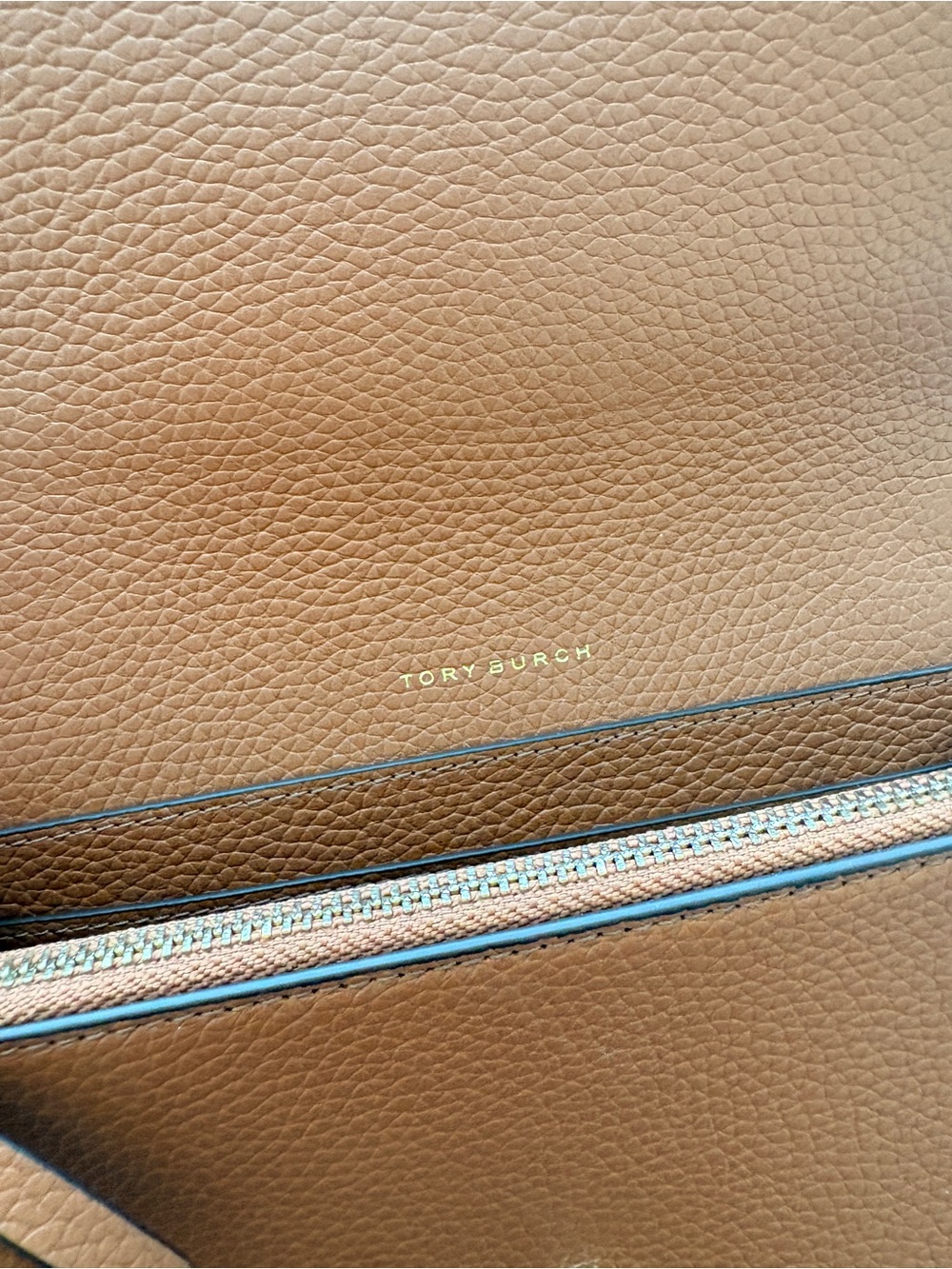 Tory Burch Cognac Brown Pebbled Leather Crossbody Wallet & Card Holder Set NWOT - Picture 7 of 10